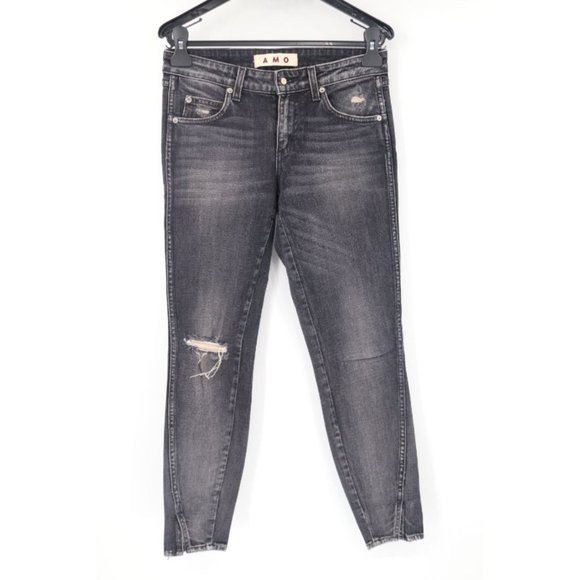 Amo women's 26 distressed twist in vixen wash destroy skinny jeans cotton‎ blend - Picture 2 of 11